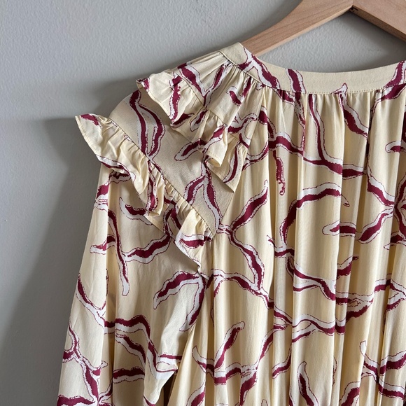 BA&SH Candice Wrap Midi Dress | Printed Crepe de Chine | Size 2 (0) | NWT - Picture 12 of 16